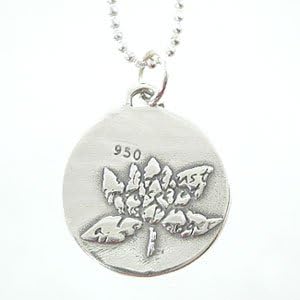 Small Round Reversible Lotus Flower Pendant with Words of Inspiration on 18" Rhodium Diamond Cut Ball Chain, #8227