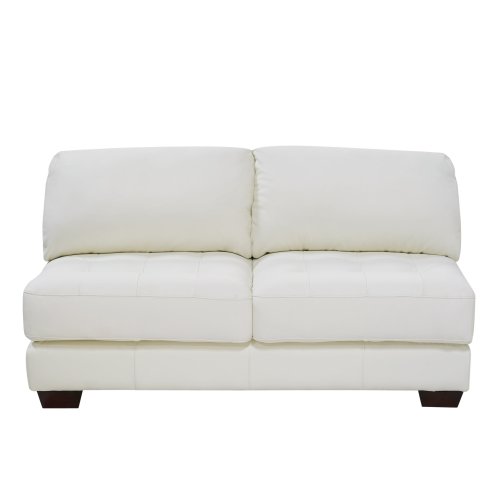 Diamond Sofa Zen Collection Armless, All Leather Tufted Seat Loveseat, White