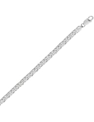 Silver 8.5" With Rhodium Finish 8.70mm Shiny Fancy Bismarck Type Bracelet With Pear Shape Clasp