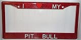 Red Glitter I Love My Pit Bull Frame
