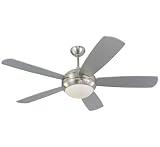 Monte Carlo 5DI52BSD-L Discus 52-Inch Contemporary Ceiling Fan with Light Kit and Five Silver Blades, Brushed Steel