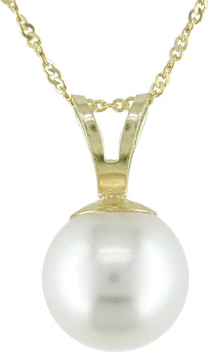 14K yellow gold 8-8.5mm white akoya pearl pendant