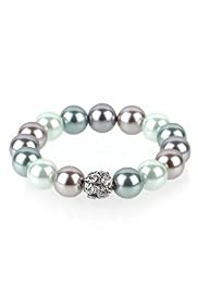 Faux Pearl & Diamanté Snowman Stretch Bracelet