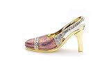 Swarovski Crystal Pink, Yellow Gold High Heel Business Card Holder