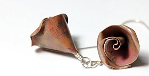 Hand Forged Copper Rose Earrings