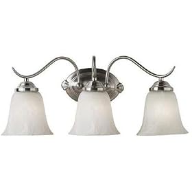 Kenroy Home 90213BS Medusa 3-Light Vanity with Alabaster Glass Shade, Brushed Steel by Kenroy Home