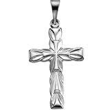 14K White Gold Cross Pendant