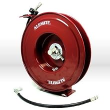 Alemite 8078-D Heavy-Duty Hose Reel, Heavy Duty Hose Reels, 50' Hose Length, 1/2" (NPTF) Inlet, 1/2" (NPTF) Outlet, 1500.0 psi Max, 1/2" NPTF Inlet x 1/2" NPTF