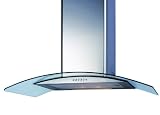 Kitchen Cooker Chimney Hood Extractor Fan Stainless Steel and Curved Glass 90cm
