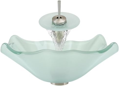 The Polaris Sinks P116 Brushed Nickel Bathroom Ensemble (Bundle - 4 Items: Vessel Sink, Waterfall Faucet, Pop-Up Drain, and Sink Ring)