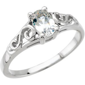 April 14K White Gold Teen Imitation Birhtstone Ring