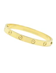 Single Detail Page Misc: 18cm Designer Inspired Screw Love Bracelet real 18K Yellow Gold Plated Titanium Open in Half Bracelet