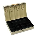 MMF Industries 221619003 Steel Cash Box with Lock and Handle in Sand Color