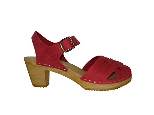 Lotta From Stockholm Swedish Clogs : Moheda Betty High Heel Clog in Red Nubuck Leather UK 6 / EUR 39