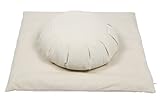 Buckwheat Meditation Set: Zafu Pillow + Zabuton Mat, cotton cover (white). Filled with 100% buckwheat hulls