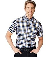 Blue Harbour Pure Cotton Satin Gingham Checked Shirt