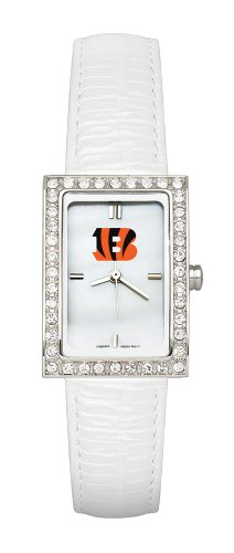Cincinnati Bengals Ladies Allure Watch White Leather Strap