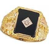 10K yellow-gold onyx diamond Gent's Black Hills Gold ring