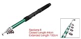 Como 6 Sections Stretchy Black Green Telescopic Fishing Rod Pole
