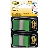 Post-it Standard Tape Flags in Dispenser, Green, 100 Flags per Dispenser