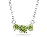 1.00 CTW Peridot Three Stone Pendant Necklace 14K White Gold