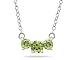 1.00 CTW Peridot Three Stone Pendant Necklace 14K White Gold