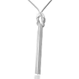 Sterling Silver Knotted Snake Tassel Chain Necklace 17