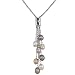 Multi-Color Cultured Pearl Multi-Strand Silver Chain Lariat w. Bar Crystal Slider