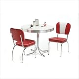 Retro Dinette Set in Bright Chrome Vinyl: Omni Scarlet