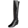 Calvin Klein Women's Jazlynn Tall Shaft Wedge Boot With Stretch Back,Black,8.5 M US