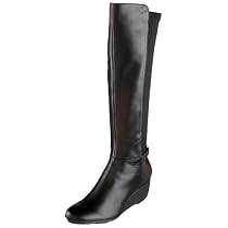 Calvin Klein Women's Jazlynn Tall Shaft Wedge Boot With Stretch Back,Black,8.5 M US