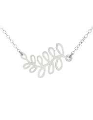 925 Sterling Silver Sideways Olive Branch Pendant Necklace