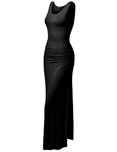 Thanth womens sleeveless side shirring summer maxi long…