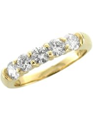 14k Yellow Gold 5 Stone Diamond Ring Band (HI, SI3-I1, 0.50 carat)