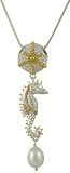 22k Gold Overlay Sterling Silver Freshwater Cultured Pearl Seahorse Pendant by Michou, 18