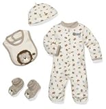 Carter's Boys 4-piece Cotton Gown Layette Set Tan Lion 3 Months