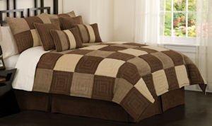 Best Quality Concentric Square Chocolate King Comforter Set with 4 Bonus Pieces By Pem America