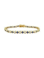 Sapphire and Diamond Tennis Bracelet 14K Yellow Gold - 2.00 CT TGW