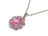 Cubic Zirconia Crystal Pink Flower Necklace Jewelry