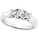 14K Yellow Gold Three 3 Stone Diamond Bridal Anniversary Ring