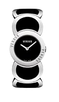 Versus By Versace Ladies 'Chain' Black Dial Steel And Enamel Watch