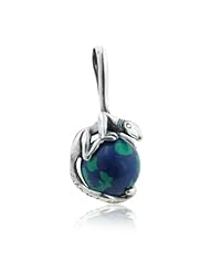 Sterling Silver GECKO Lizard on EARTH Azurite Pendant