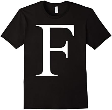 Men's Letter F Times New Roman Serif Font Initial Monogram T-Shirt 3XL Black