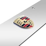 Porsche Logo Half Size Brushed Steel License Plate, Genuine Product