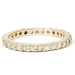1.00CT Yellow Gold Diamond Eternity Wedding Ring Band
