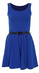 Plus Size General Print Elastane/Viscose Sleeveless Belted Bodycon Dress/Skater Dress/Tunic 