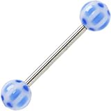 Barbell - Blue SOCCER BALL Tongue Ring