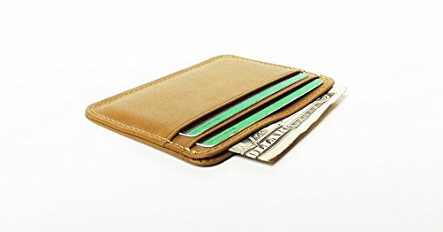 SHAMROCKWALLETS Minimalist RFID Blocking Leather Wallet Small Tan (NEW IMAGES)