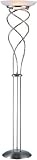 Helix II Polished Steel Cloud Glass Torchiere Floor Lamp