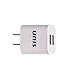 KBTEL SIUN Full-Speed Dual USB Travel Wall Charger for iPhone 6s / 6 / 6 Plus, iPad Air 2 / mini 3, Samsung Galaxy, Android, Tablets and more- White